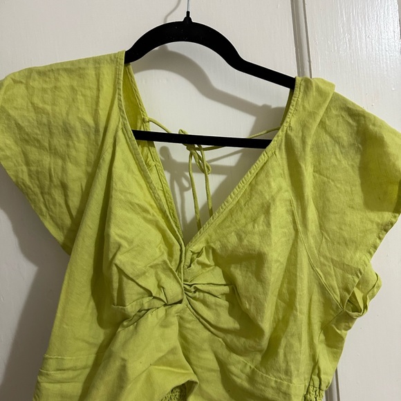 Anthropologie linen blend tie-back blouse - Picture 2 of 3